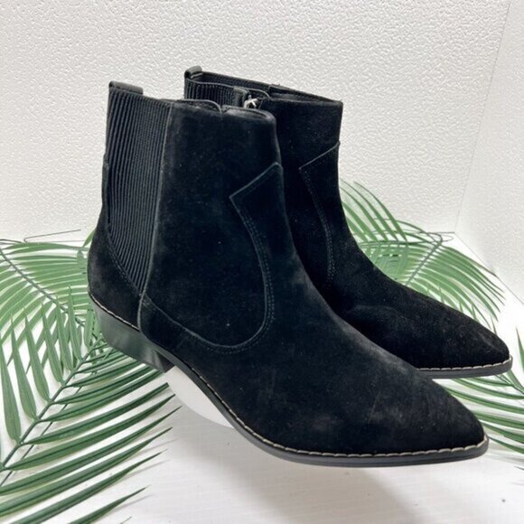 Donald Pliner Women Suede Gazzi Western Cowboy Black Bootie Size 6M - Picture 1 of 10